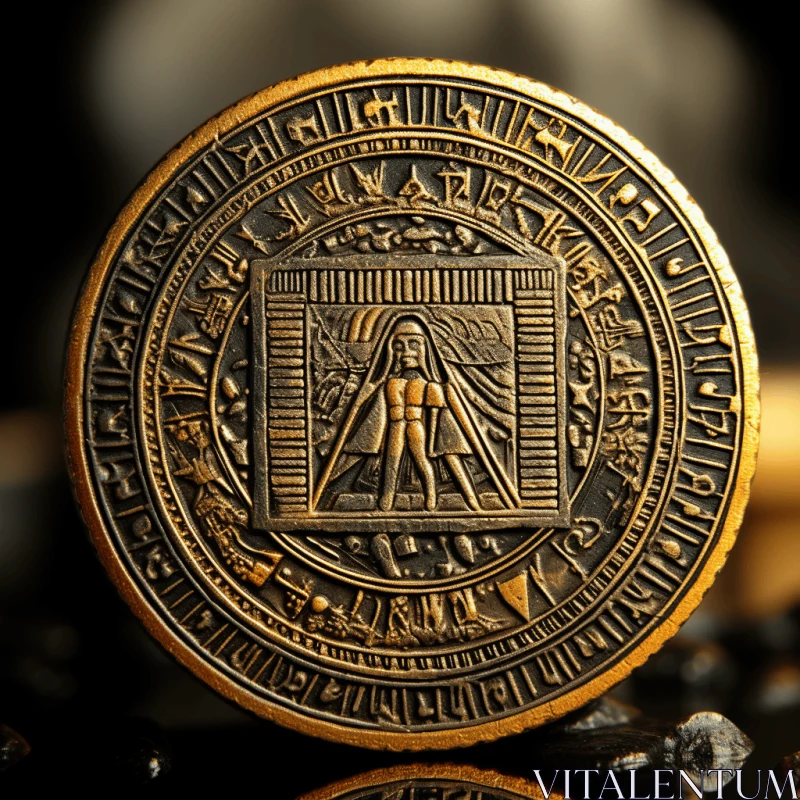 Intricate Ancient Medallion: Symbolic Realistic Art AI Image