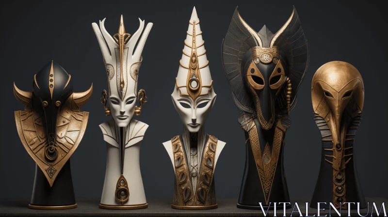 Captivating Chess Piece Sculptures Inspired by Egyptian Art and Avant-Garde Ceramics AI Image
