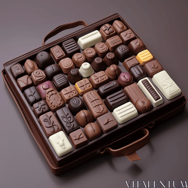 AI ART Plastic Chocolate in a Brown Suitcase - Texture-rich Composition
