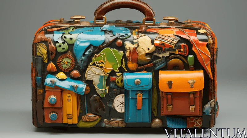 Colorful Suitcase Sculpture with Intricate Details | Artistic Travel Inspiration AI Image