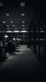 Dark and Moody Office Space: A Captivating Black and White Photograph