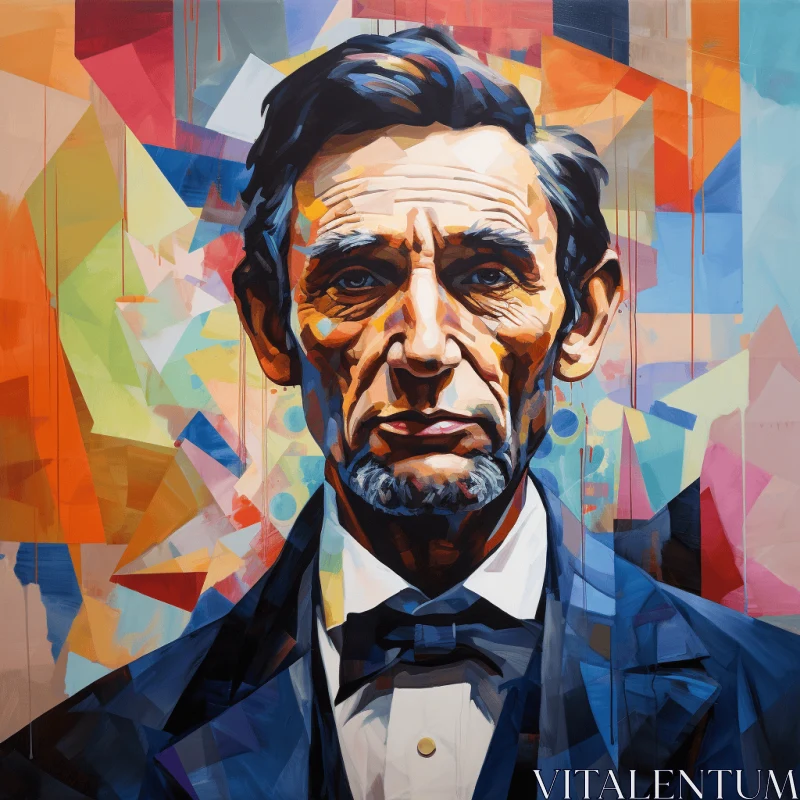 Captivating Portrait of Abraham Lincoln | Colorful Squares | Elegant Style AI Image