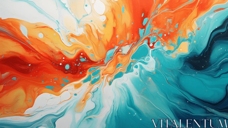Colorful Abstract Painting with Fluid and Flowing Lines AI Image