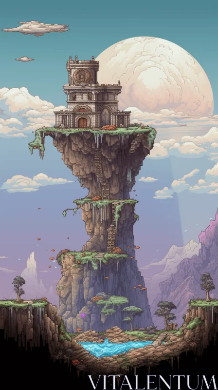 Pixel Art Castle: Hyper-Detailed Illustrations of a Majestic Structure AI Image
