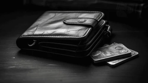 Black and White Leather Wallet with Change | Everyday Life Image