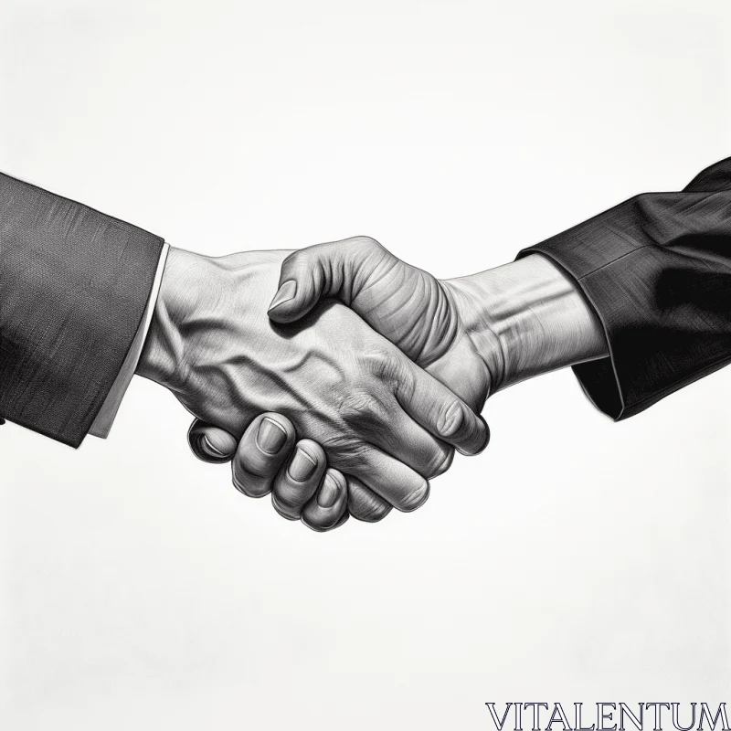 Intricate Black and White Handshake Illustration | Businessmen Shaking Hands AI Image