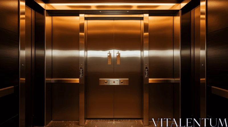 Golden Elevator in an Empty Building | Consumer Culture Critique AI Image