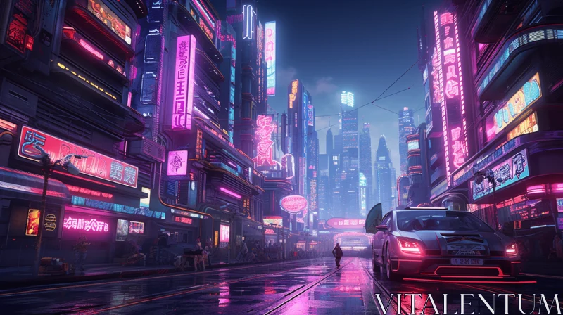 Futuristic Neon Cityscape - Richly Detailed Genre Painting AI Image