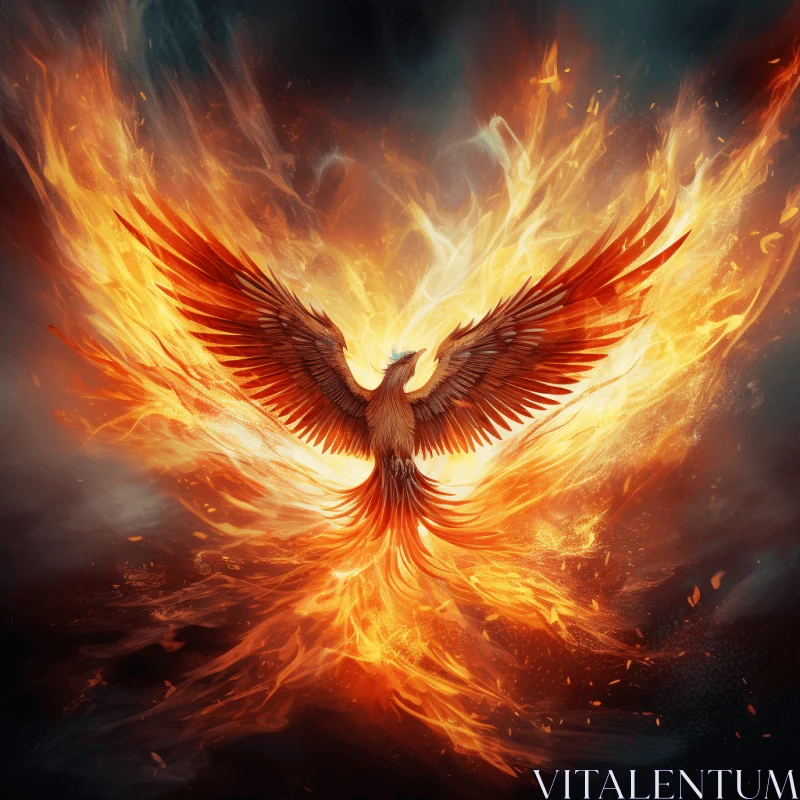 Captivating Phoenix Artwork: Intense and Realistic Illustration AI Image
