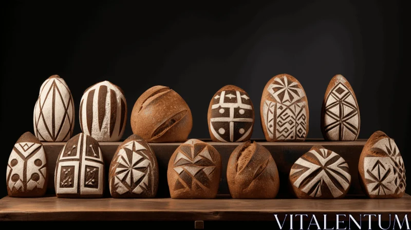 Exquisite Collection of Bread Art on Shelf | Monochromatic Symmetry AI Image
