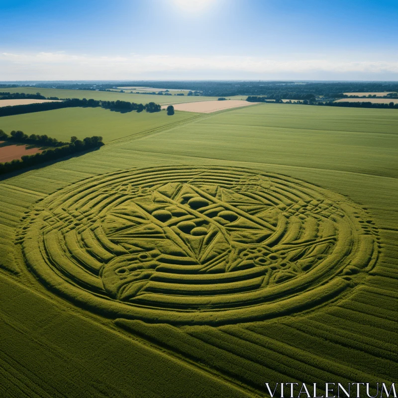 Captivating Landscape: Circular Maze in the Countryside AI Image