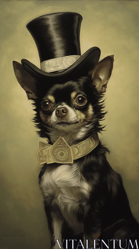 Captivating Chihuahua in a Top Hat: A Playful and Elegant Artwork AI Image
