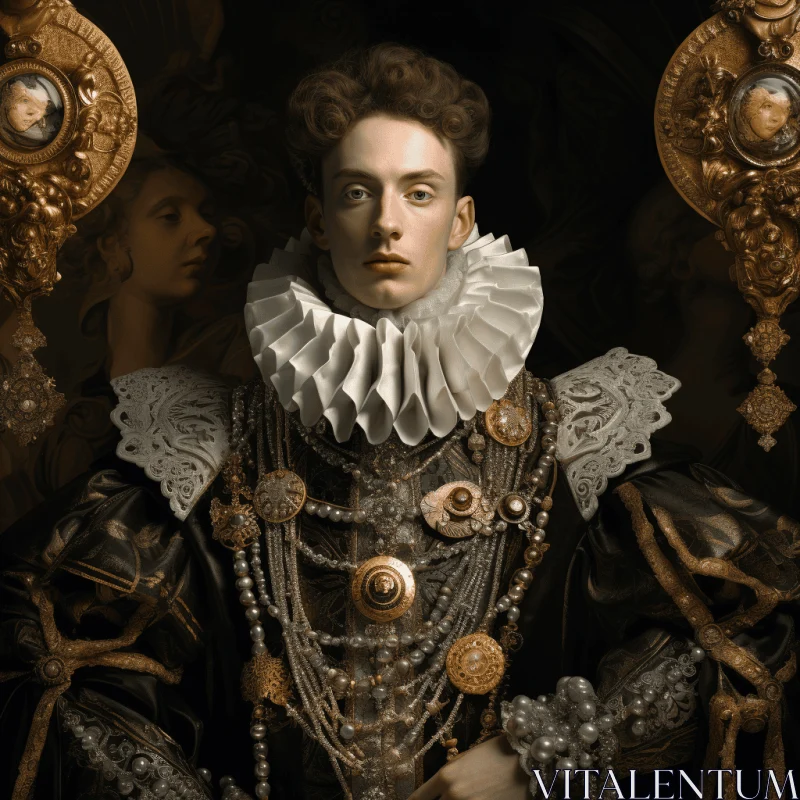 Captivating Baroque Portrait: Intricate Detailing and Bold Contrast AI Image