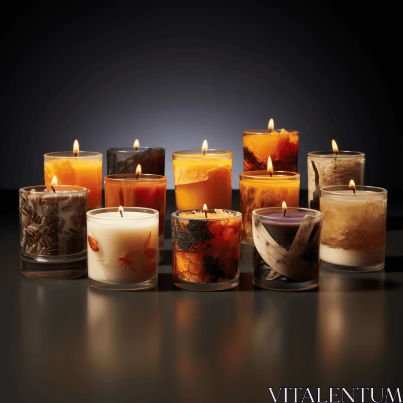 Scented Candles - Dark Orange and Brown Collage-Like Arrangement AI Image