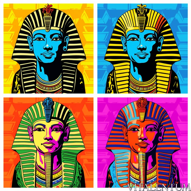 Colorful Pharaoh Art in Pop Art Style | Luminous Portraits AI Image