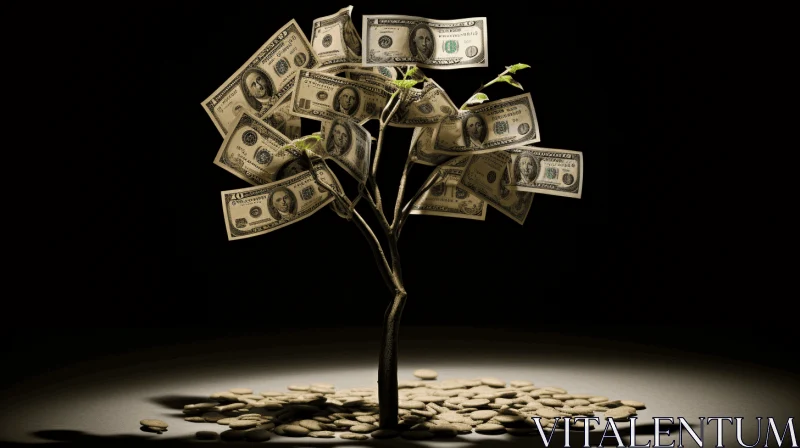 Captivating Money Tree in Soft Light | Chiaroscuro and Precisionism Influence AI Image