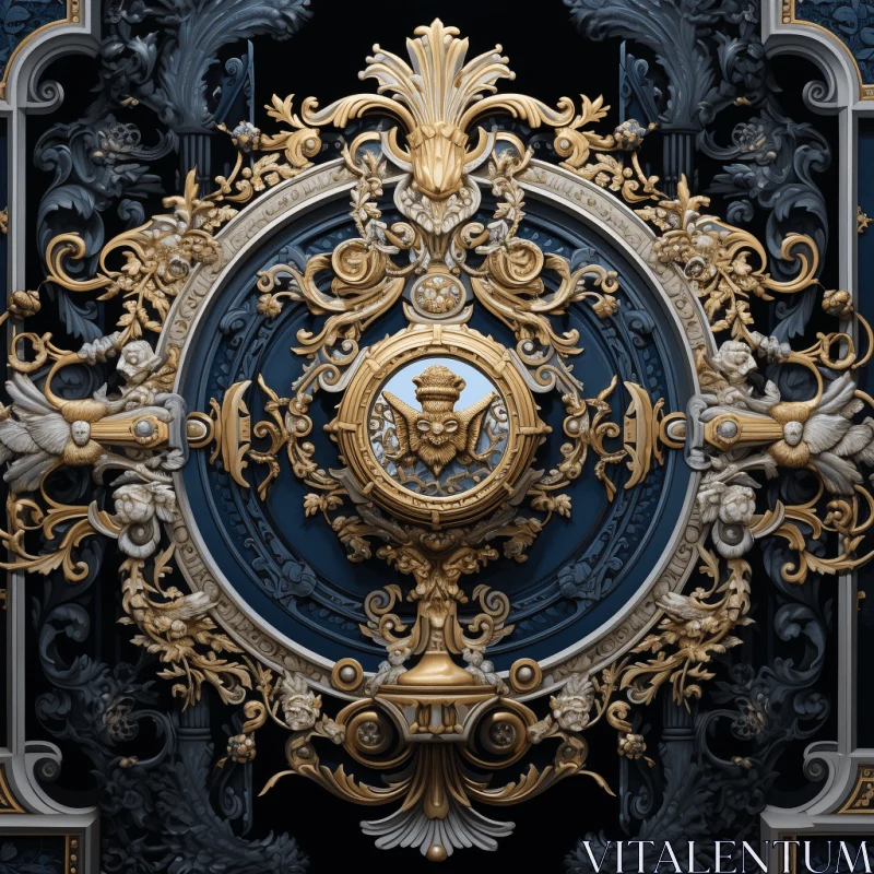 Intricately Decorated Blue and Gold Door | Baroque-inspired Sculptures AI Image