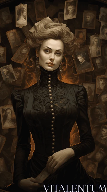 Captivating Vampire Girl in Detailed Crowd Scene - Futuristic Victorian Art AI Image