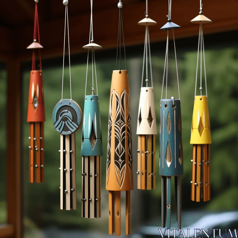 Colorful Wind Chime Pendants and Accessories: A Tribute to Indigenous Culture AI Image