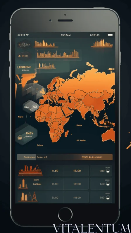 Industrial Map on Mobile: Detailed Marine Views, Money Themed AI Image