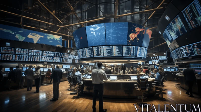 Captivating Interior of a Stock Exchange: Moody and Atmospheric AI Image