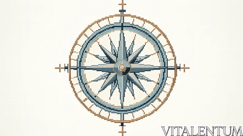 Cross Stitch Compass Design: Serene Maritime Theme AI Image