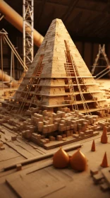Captivating Wooden Pyramid: A Hyperrealistic Marvel