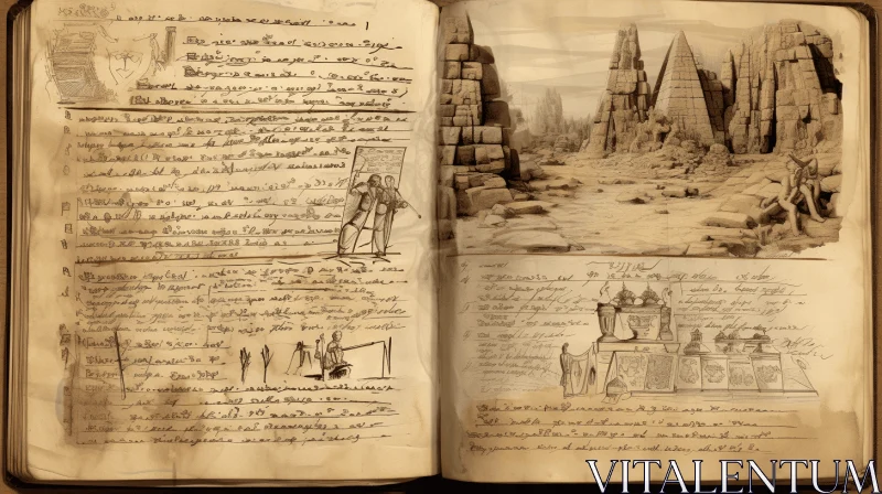 Sketchbook of an Ancient City: Exploring the Enigmatic Drawings AI Image