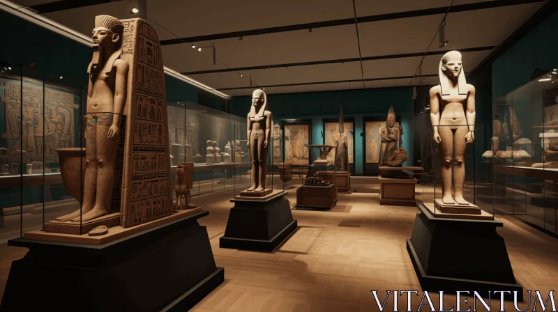 AI ART Egyptian Museum: Wooden Sculptures Exhibition | Artistic Render