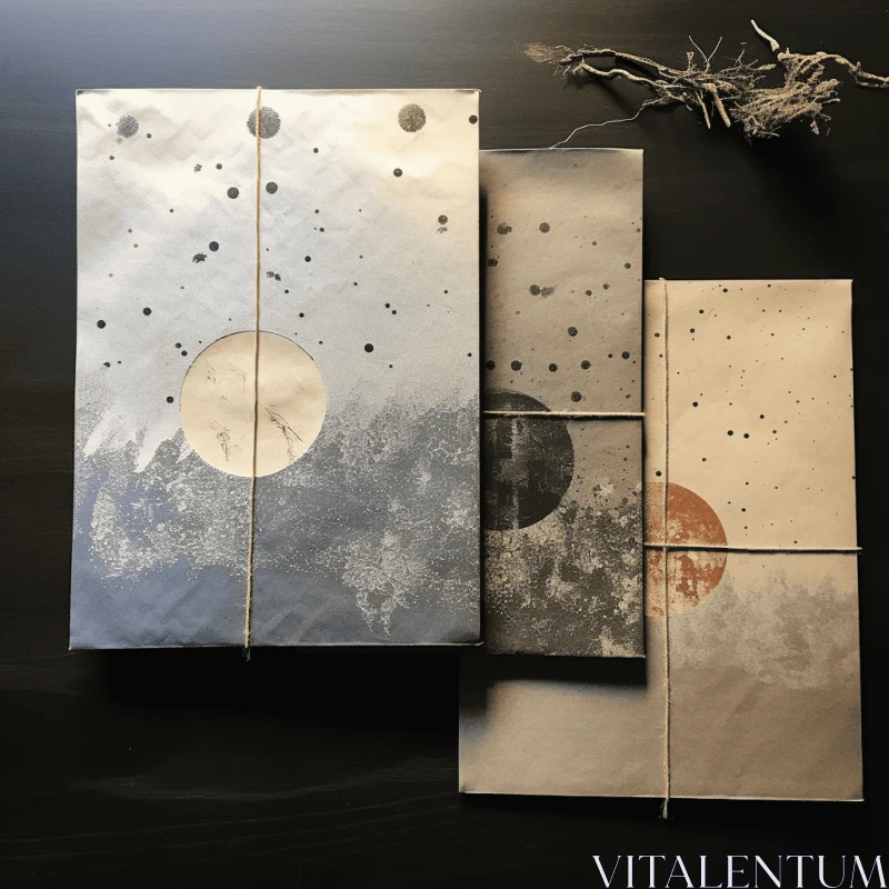 Abstract Art: Moon on Dissected Books - Nature-Inspired Compositions AI Image