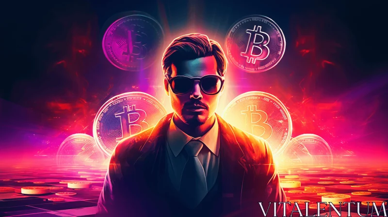 Bitcoin Game: Captivating Portraiture with Light and Color AI Image