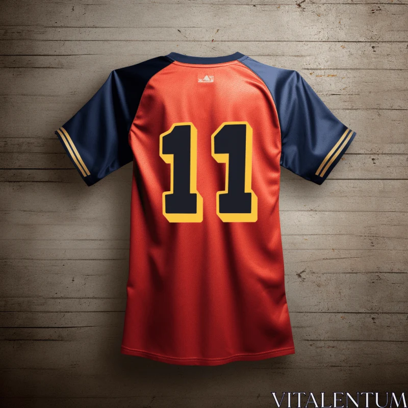 Red and Yellow Baseball Jersey with Number Eleven - Traditional Vietnamese Style AI Image