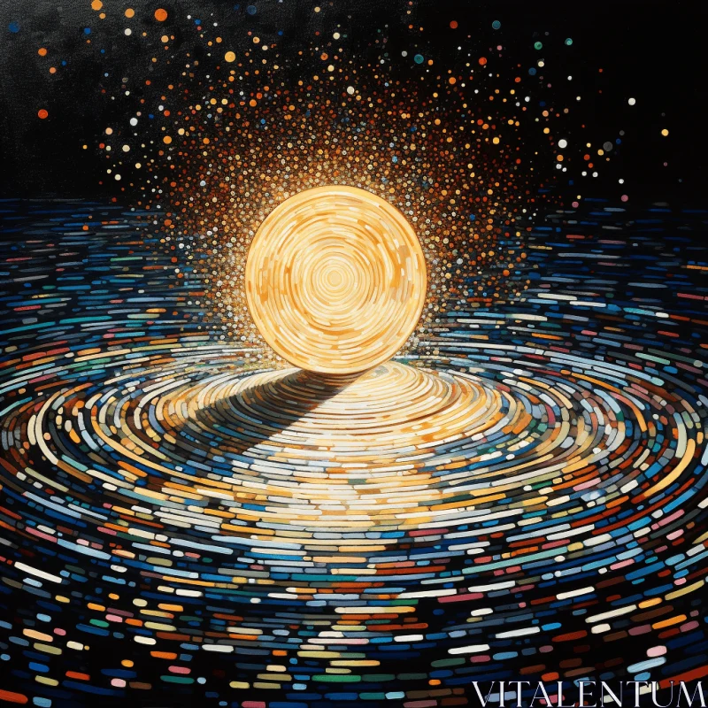 Captivating Painting: Spiral of Starry Light and Water AI Image