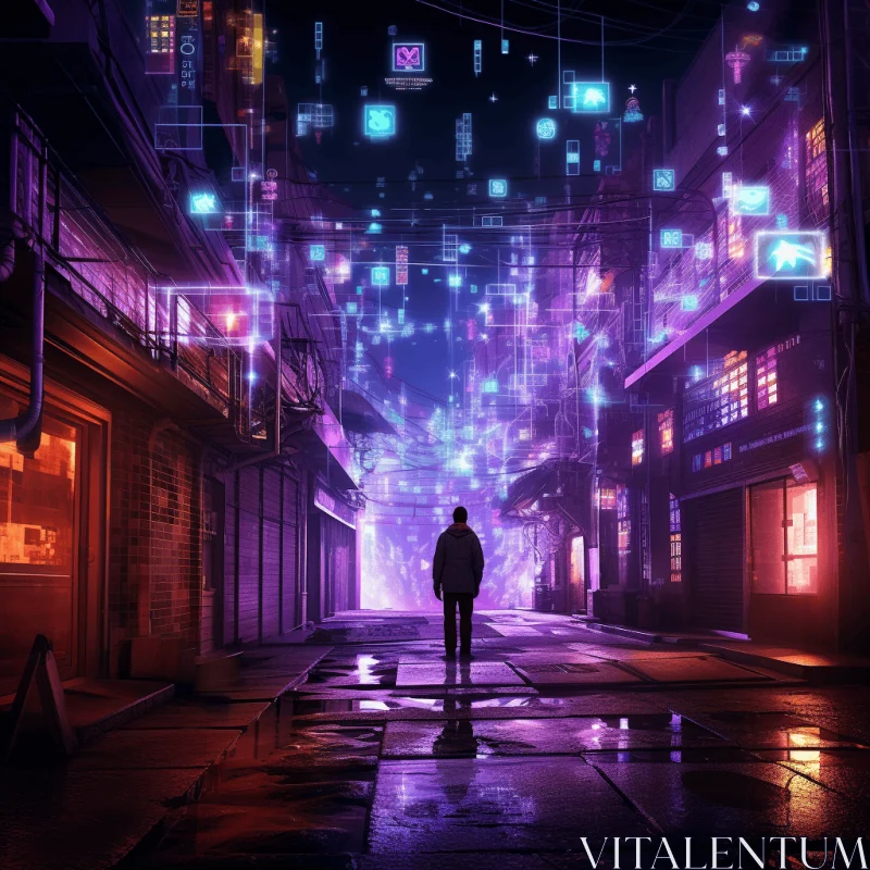 AI ART Futuristic Alley at Night: Colorful Street Scenes and Neon Lights