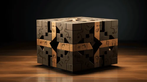 Wooden Puzzle Cube with Technological and Artistic Influences