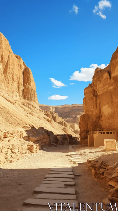 Enchanting Desert Landscape in Buddhist Art Style AI Image