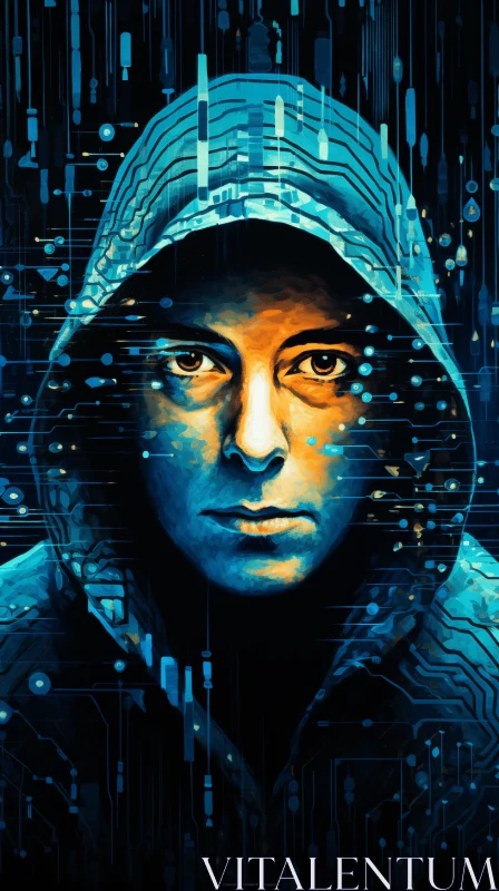 Captivating Pop Art Portrait of a Man in a Hoodie AI Image
