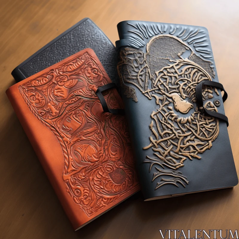Intricately Carved Leather Journals Inspired by Unreal Engine 5 AI Image