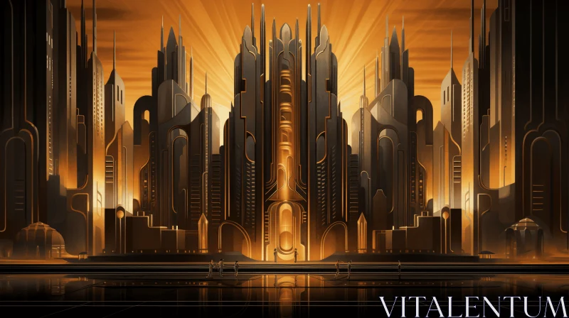 Captivating Futuristic City | Rich Art Nouveau Details | Liquid Metal AI Image