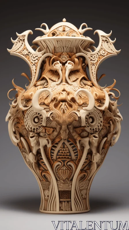 Exquisite Carved Vase in the Style of Mechanical Realism AI Image