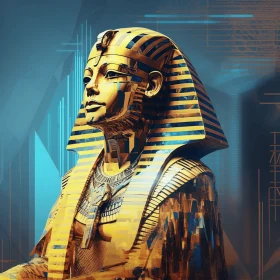 Abstract Ancient Gold Pharaoh: Mesmerizing Artwork with Realistic Light and Color