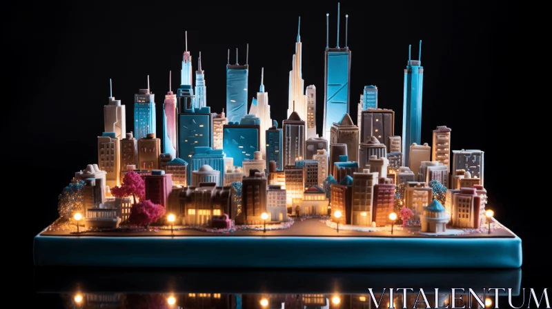 Miniature Cityscape Cake | Motion Blur Panorama | Realistic Details AI Image