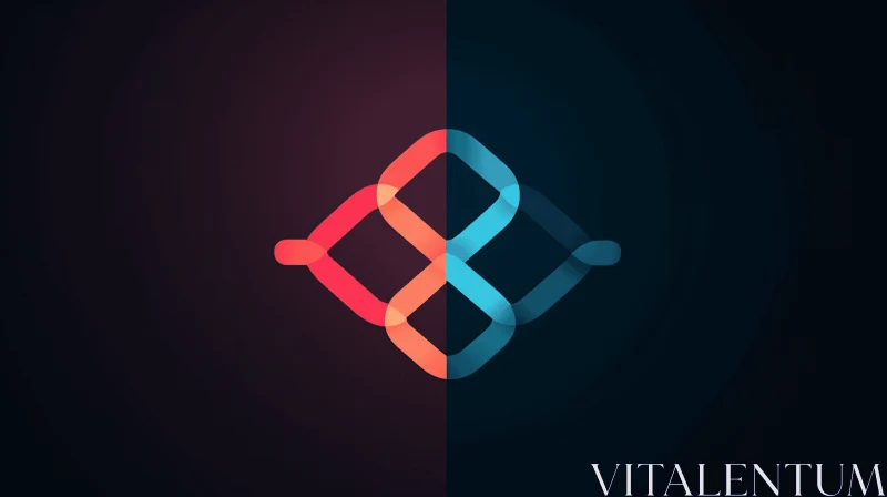 Cryptocurrency Logo in Dark Cyan and Light Crimson | Contemporary Graphic Design AI Image
