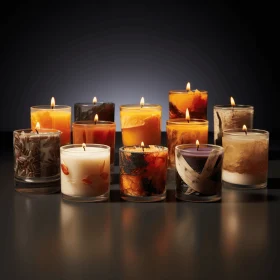 Scented Candles - Dark Orange and Brown Collage-Like Arrangement