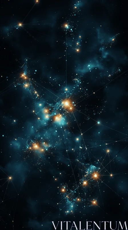 Intricate Interconnected Networks in a Captivating Blue Space AI Image