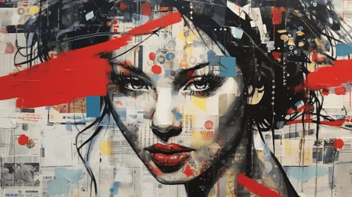 Captivating Woman Portrait in Graffiti-Inspired Collage | Pop Art