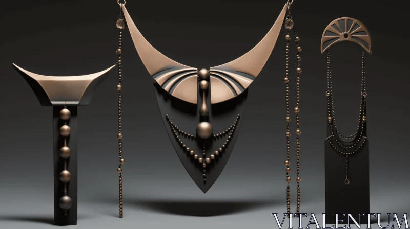Exquisite Metalwork Jewelry: Necklaces and Chandelier AI Image