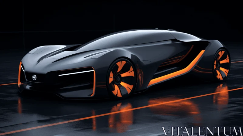 Captivating Futuristic Car with Striking Orange Lights | Dark and Brooding Design AI Image