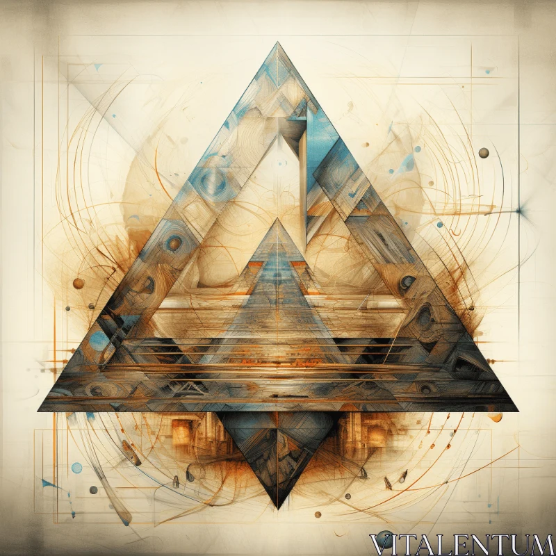 Abstract Collage with Digital Triangle Design | Surreal Cyberpunk Art AI Image