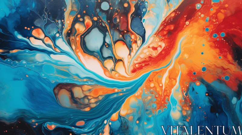 Abstract Painting with Blue and Orange Colors - Fluid Formation AI Image